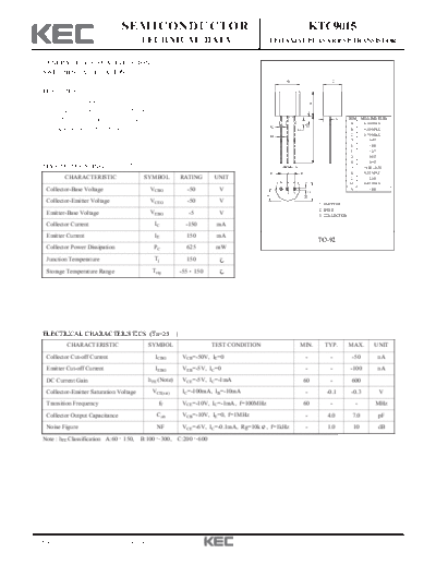 KEC ktc9015  . Electronic Components Datasheets Active components Transistors KEC ktc9015.pdf