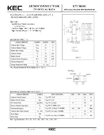 KEC ktc9018s  . Electronic Components Datasheets Active components Transistors KEC ktc9018s.pdf