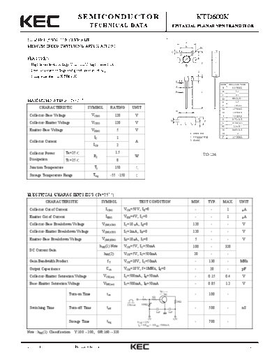 KEC ktd600k  . Electronic Components Datasheets Active components Transistors KEC ktd600k.pdf