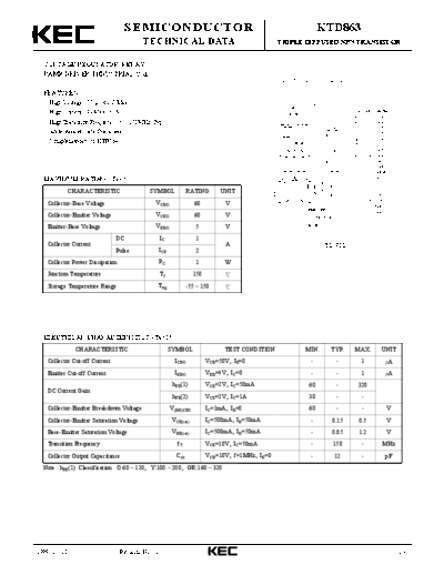 KEC ktd863  . Electronic Components Datasheets Active components Transistors KEC ktd863.pdf