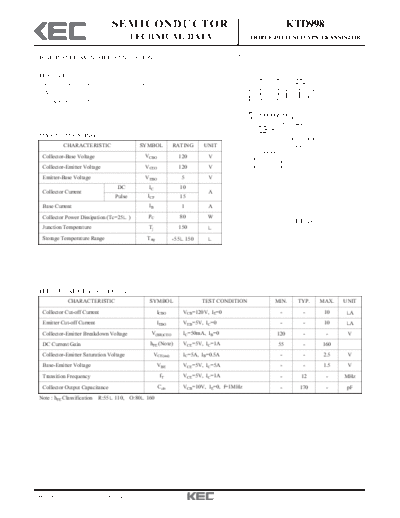 KEC ktd998  . Electronic Components Datasheets Active components Transistors KEC ktd998.pdf