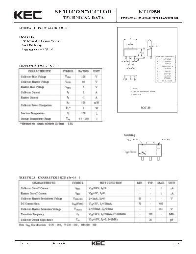 KEC ktd1898  . Electronic Components Datasheets Active components Transistors KEC ktd1898.pdf