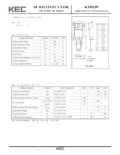 KEC ktd2059  . Electronic Components Datasheets Active components Transistors KEC ktd2059.pdf