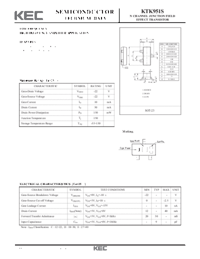 KEC ktk951s  . Electronic Components Datasheets Active components Transistors KEC ktk951s.pdf
