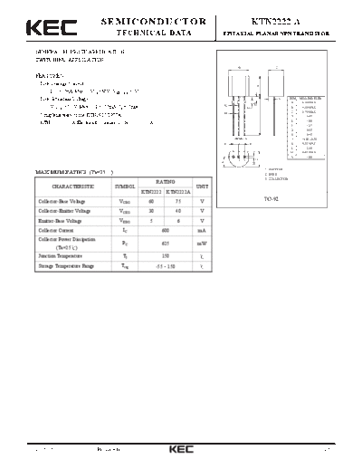 KEC ktn2222 a  . Electronic Components Datasheets Active components Transistors KEC ktn2222_a.pdf