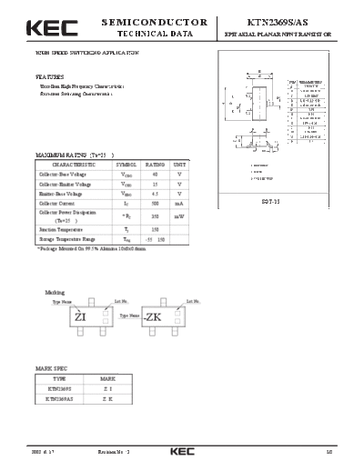 KEC ktn2369s as  . Electronic Components Datasheets Active components Transistors KEC ktn2369s_as.pdf