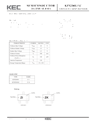 KEC ktn2369u au  . Electronic Components Datasheets Active components Transistors KEC ktn2369u_au.pdf