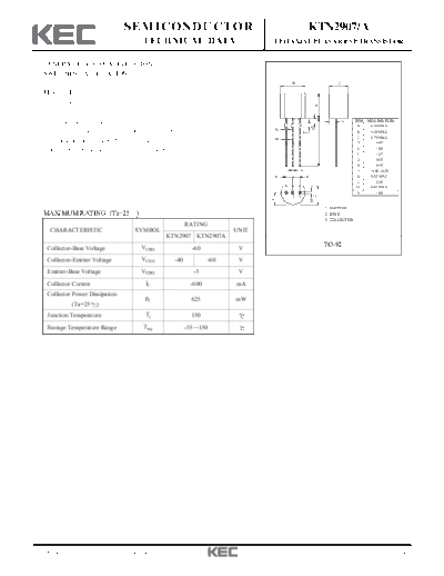 KEC ktn2907 a  . Electronic Components Datasheets Active components Transistors KEC ktn2907_a.pdf