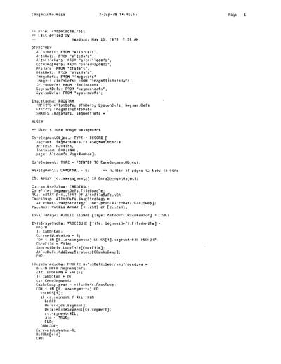 xerox ImageCache.mesa Sep78  xerox mesa 4.0_1978 listing Mesa_4_Utilities ImageCache.mesa_Sep78.pdf