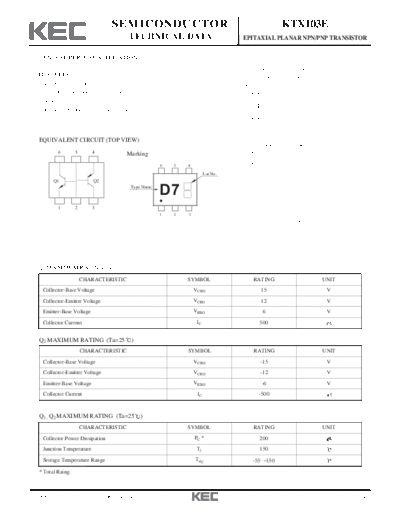 . Electronic Components Datasheets ktx103e  . Electronic Components Datasheets Active components Transistors KEC ktx103e.pdf