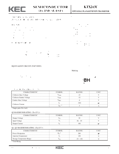 . Electronic Components Datasheets ktx213u  . Electronic Components Datasheets Active components Transistors KEC ktx213u.pdf