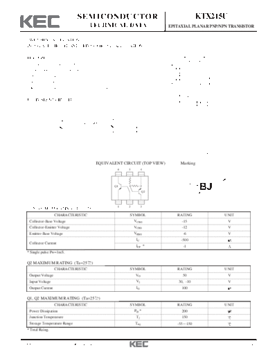 KEC ktx215u  . Electronic Components Datasheets Active components Transistors KEC ktx215u.pdf