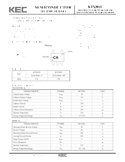 KEC ktx301u  . Electronic Components Datasheets Active components Transistors KEC ktx301u.pdf