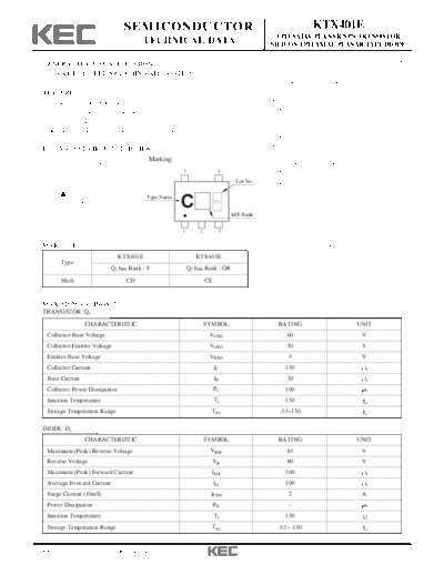 KEC ktx401e  . Electronic Components Datasheets Active components Transistors KEC ktx401e.pdf