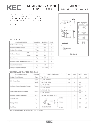 KEC mje5555  . Electronic Components Datasheets Active components Transistors KEC mje5555.pdf