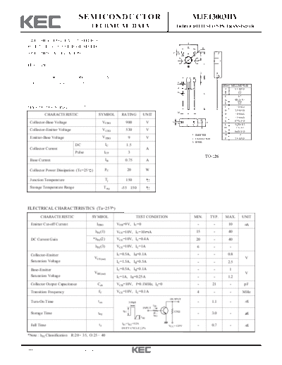 KEC mje13003hv  . Electronic Components Datasheets Active components Transistors KEC mje13003hv.pdf