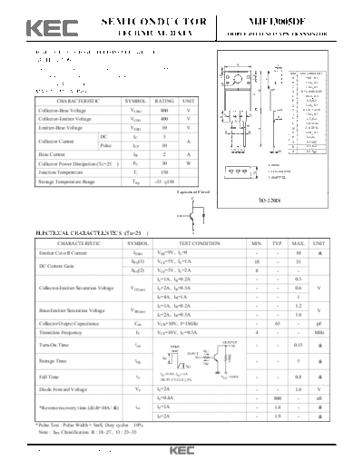 KEC mje13005df  . Electronic Components Datasheets Active components Transistors KEC mje13005df.pdf