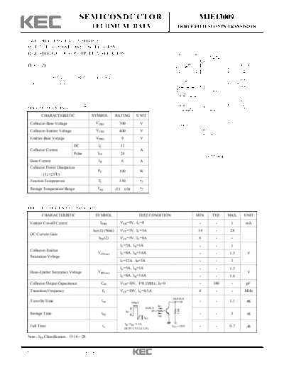 KEC mje13009  . Electronic Components Datasheets Active components Transistors KEC mje13009.pdf