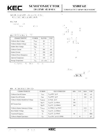 KEC mmbta05  . Electronic Components Datasheets Active components Transistors KEC mmbta05.pdf