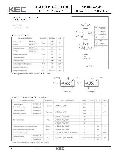 KEC mmbta42 mmbta43  . Electronic Components Datasheets Active components Transistors KEC mmbta42_mmbta43.pdf