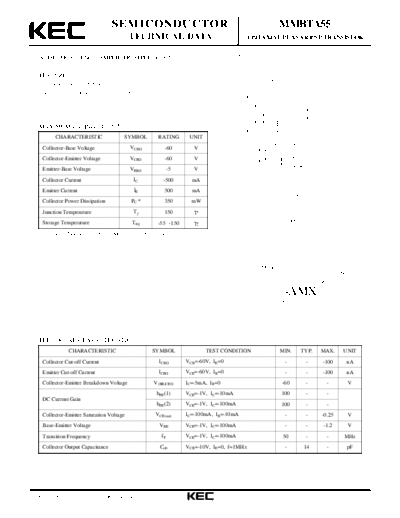 KEC mmbta55  . Electronic Components Datasheets Active components Transistors KEC mmbta55.pdf