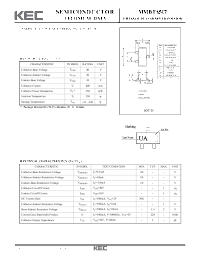 KEC mmbta517  . Electronic Components Datasheets Active components Transistors KEC mmbta517.pdf