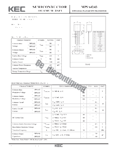 KEC mpsa43  . Electronic Components Datasheets Active components Transistors KEC mpsa43.pdf