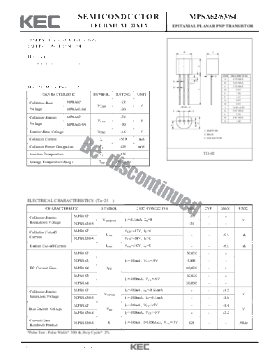 KEC mpsa62 63 64  . Electronic Components Datasheets Active components Transistors KEC mpsa62_63_64.pdf