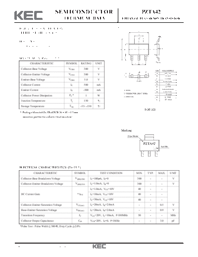 KEC pzta42  . Electronic Components Datasheets Active components Transistors KEC pzta42.pdf