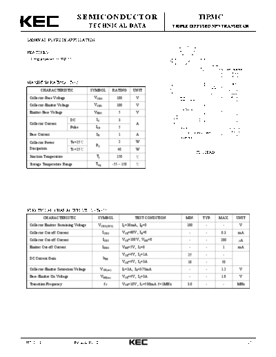 KEC tip31c  . Electronic Components Datasheets Active components Transistors KEC tip31c.pdf