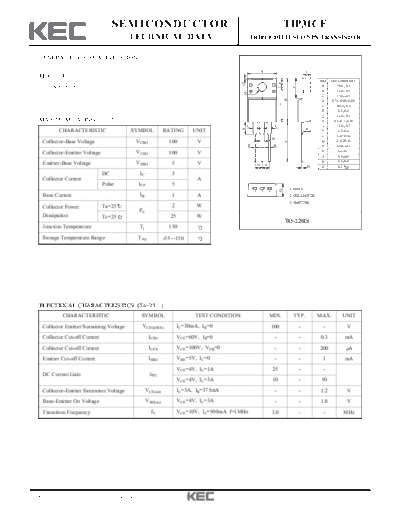 KEC tip31cf  . Electronic Components Datasheets Active components Transistors KEC tip31cf.pdf