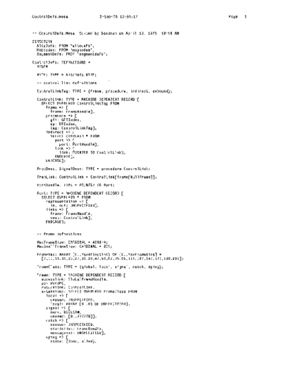 xerox ControlDefs.mesa Sep78  xerox mesa 4.0_1978 listing Mesa_4_System ControlDefs.mesa_Sep78.pdf