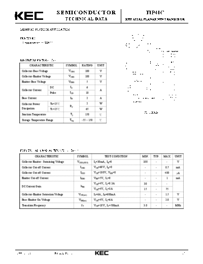 KEC tip41c  . Electronic Components Datasheets Active components Transistors KEC tip41c.pdf