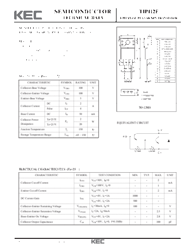 KEC tip112f  . Electronic Components Datasheets Active components Transistors KEC tip112f.pdf