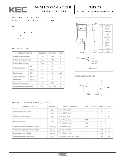 KEC tip117f  . Electronic Components Datasheets Active components Transistors KEC tip117f.pdf