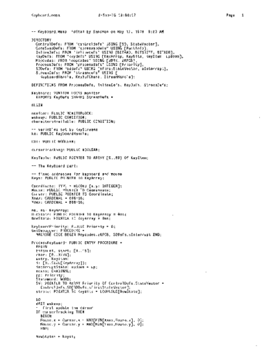 xerox Keyboard.mesa Sep78  xerox mesa 4.0_1978 listing Mesa_4_System Keyboard.mesa_Sep78.pdf