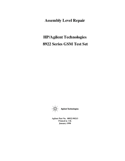 Agilent HP 8922 Series Assembly Level Repair  Agilent HP 8922 Series Assembly Level Repair.pdf