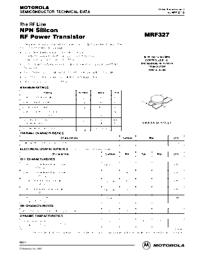 Motorola mrf327rev1  . Electronic Components Datasheets Active components Transistors Motorola mrf327rev1.pdf