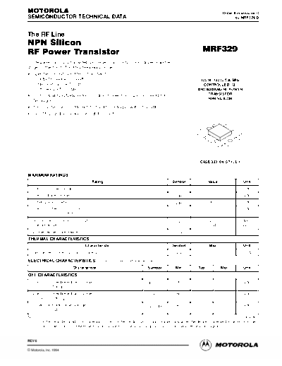 Motorola mrf329re  . Electronic Components Datasheets Active components Transistors Motorola mrf329re.pdf