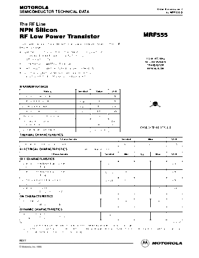 Motorola mrf555re  . Electronic Components Datasheets Active components Transistors Motorola mrf555re.pdf
