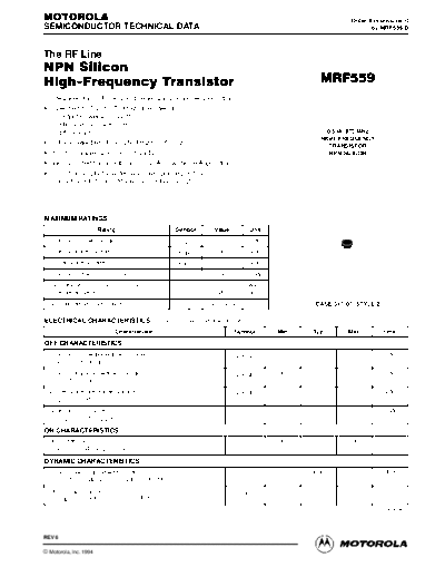 Motorola mrf559re  . Electronic Components Datasheets Active components Transistors Motorola mrf559re.pdf