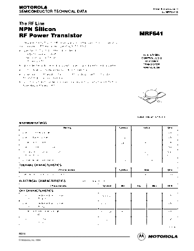 Motorola mrf641re  . Electronic Components Datasheets Active components Transistors Motorola mrf641re.pdf