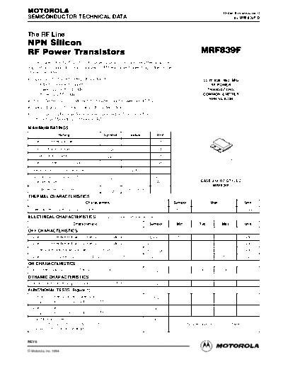 Motorola mrf839fr  . Electronic Components Datasheets Active components Transistors Motorola mrf839fr.pdf