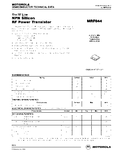 Motorola mrf844re  . Electronic Components Datasheets Active components Transistors Motorola mrf844re.pdf