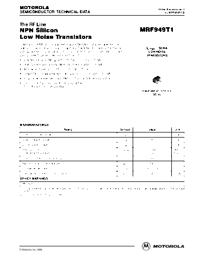 Motorola mrf949t1rev0  . Electronic Components Datasheets Active components Transistors Motorola mrf949t1rev0.pdf