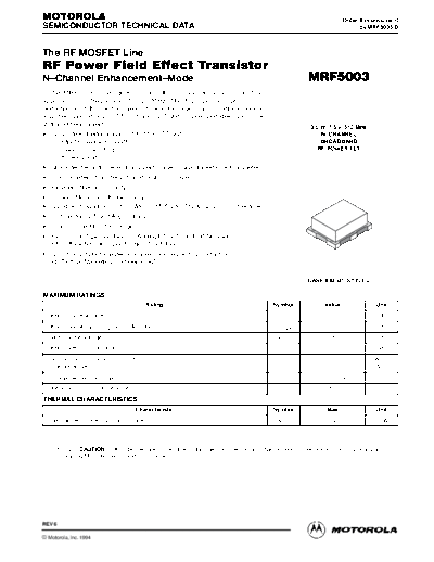 Motorola mrf5003r  . Electronic Components Datasheets Active components Transistors Motorola mrf5003r.pdf