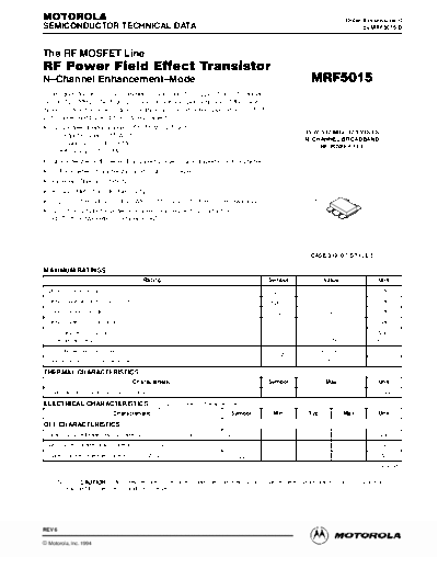 Motorola mrf5015r  . Electronic Components Datasheets Active components Transistors Motorola mrf5015r.pdf