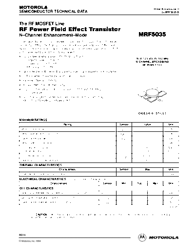 Motorola mrf5035r  . Electronic Components Datasheets Active components Transistors Motorola mrf5035r.pdf