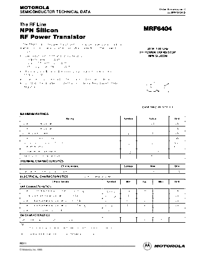 Motorola mrf6404r  . Electronic Components Datasheets Active components Transistors Motorola mrf6404r.pdf
