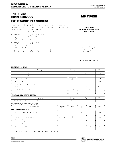 Motorola mrf6408r  . Electronic Components Datasheets Active components Transistors Motorola mrf6408r.pdf